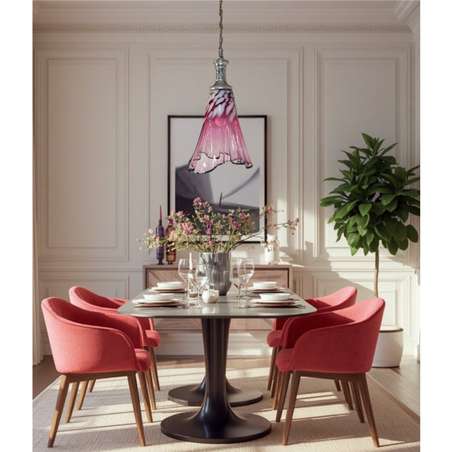 This impressive one‑of‑a‑kind pendant light stands approximately 26 inches tall and nearly as wide, featuring a striking...
