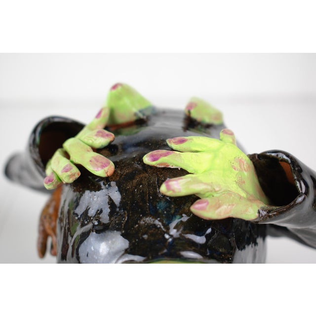 Signed Postmodern Feminist Sculptural Pottery - Witch Teapot For Sale - Image 12 of 17