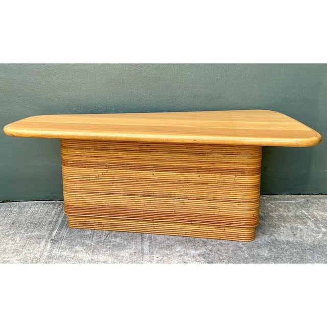 Vintage Pencil Reed and Wood Surfboard Desk For Sale - Image 10 of 12