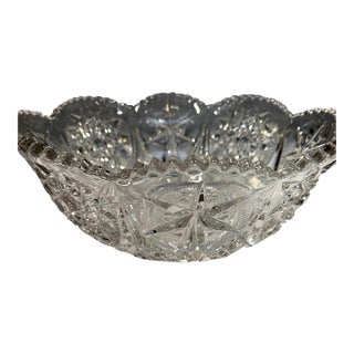 Antique McKee Yutec Clear Eapg Flared Glass Punch Bowl Starburst For Sale