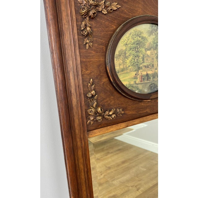 French Style Wall Mirror in Oak For Sale - Image 5 of 14
