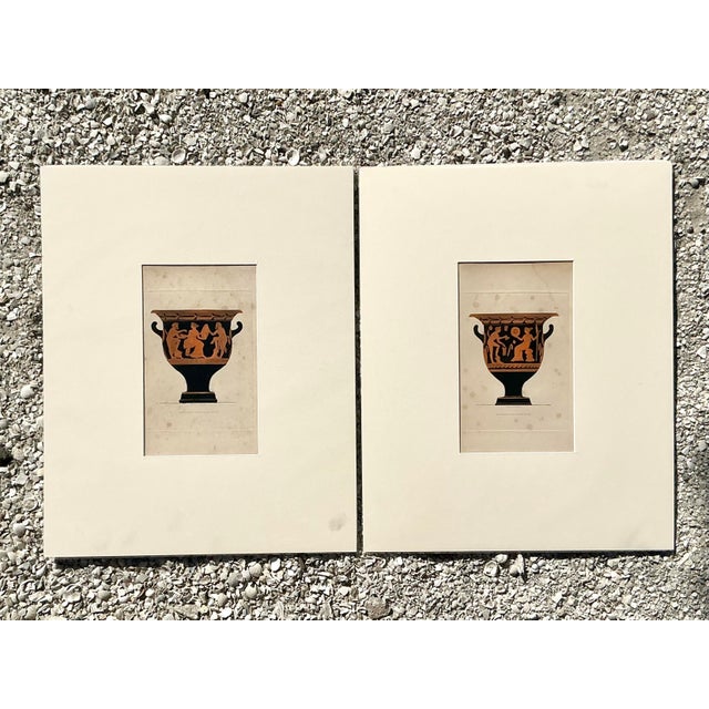 Vintage Boho Greek Urns Original Print For Sale In West Palm - Image 6 of 12