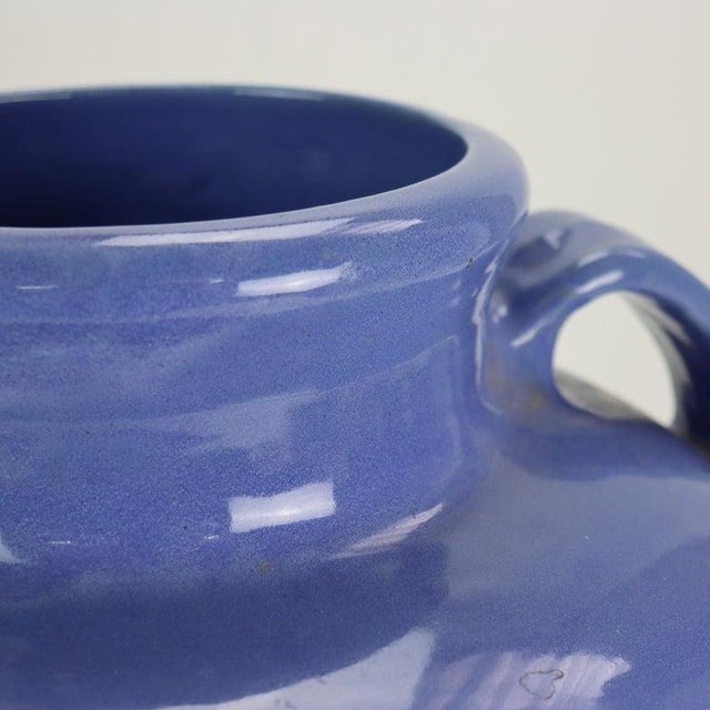 Ceramic Large Antique Zanesville Blue Art Pottery Floor Vase C1930 For Sale - Image 7 of 14