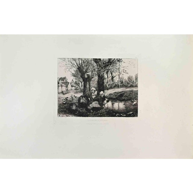 La Fontaine du Pasturiau is an artwork realized by A.Matieu in the 1870s. Etching. Good conditions. Realized for the...