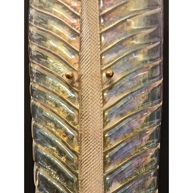 Iridescent Murano Glass Wall Lamps from Barovier & Toso, Italy, 1940s, Set of 2 For Sale - Image 8 of 11