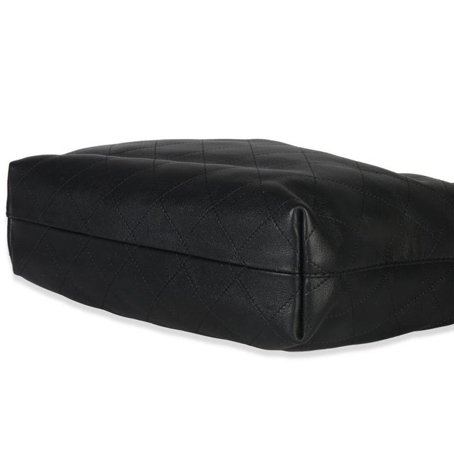 Animal Skin 26C Black Quilted Calfskin Large Hobo For Sale - Image 7 of 8