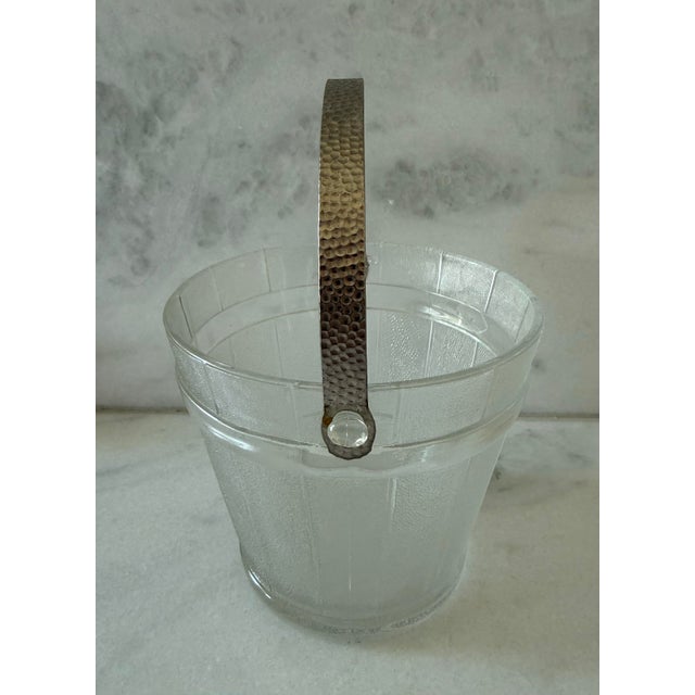Late 20th Century Vintage Frosted Glass Small Ice Bucket For Sale - Image 5 of 8