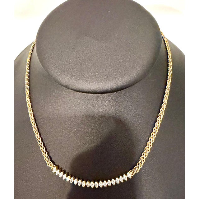 Early 21st Century Vintage 1 Ct White Diamond Necklace 14 Karat Yellow Gold, 15 Inch Long For Sale - Image 5 of 18