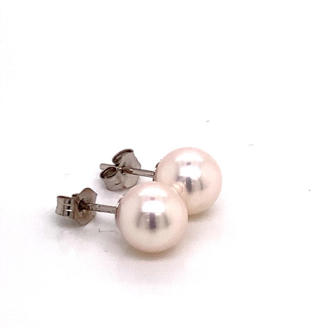 Akoya Pearl Earrings 14k White Gold Certified For Sale - Image 14 of 18
