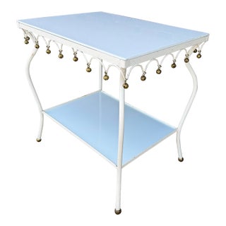 Rare Salterini Patio Side Table Vitro Lite White Glass For Sale
