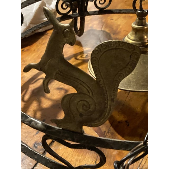 Early 20th Century European French/English Country Style Iron Chandelier With Brass Animals For Sale - Image 4 of 12