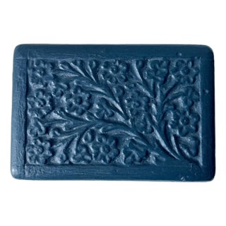 Vintage Indian Hand-Carved Blue Box For Sale