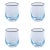 Sicilian 4-Piece Swirl Glass Tumbler Set, Aqua with Navy Lip Wrap For Sale