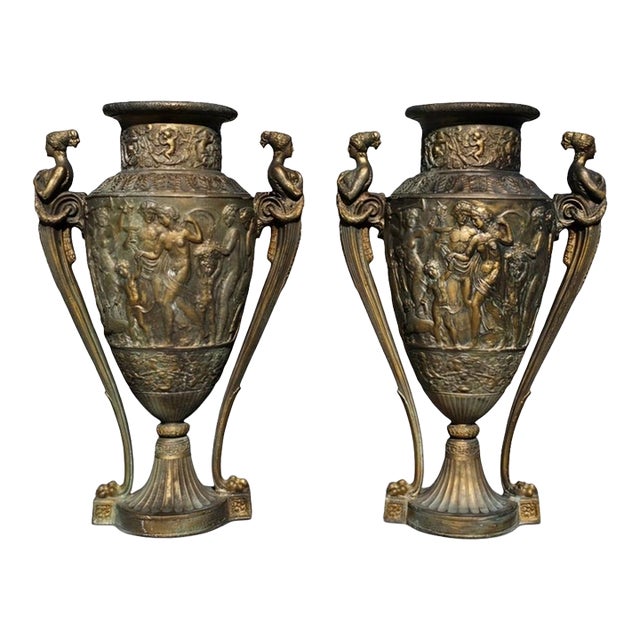 1970s Monumental French Neoclassical Figural Vases- A Pair For Sale
