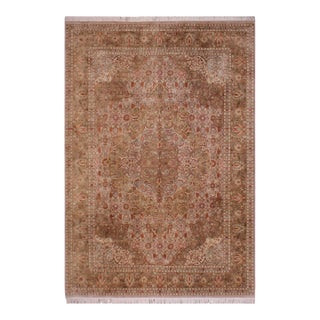 Intricate Pak-Persian Taupe/Green Wool Rug - 9'2'' X 12'3'' For Sale
