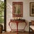 Late 20th Century 20th-C. Chinese Red Chippendale Style Tole Metal Mirror and Console Table For Sale - Image 5 of 5