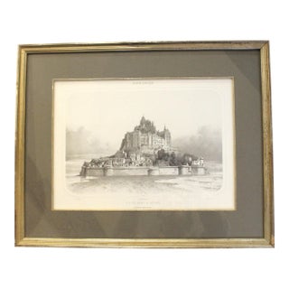 Circa 1900 Vue Du Mont St Michel Lithograph by T. Drake For Sale