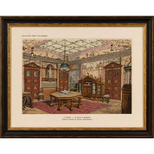 Title: Renaissance Splendour: The Grand Dining Room of Henry d'Allemagne, 1900 : An exceptional original antique color...