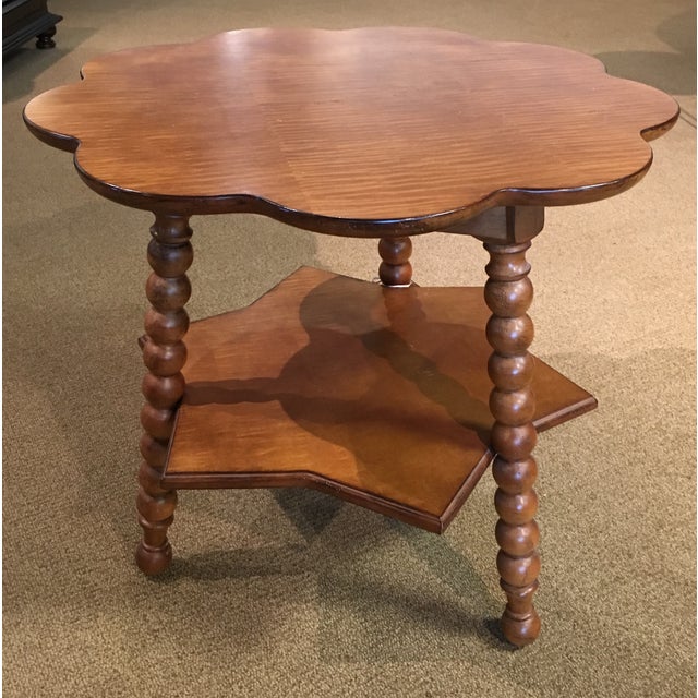 20th Century Boho Chic Scallop Edge Wooden Side Table Chairish