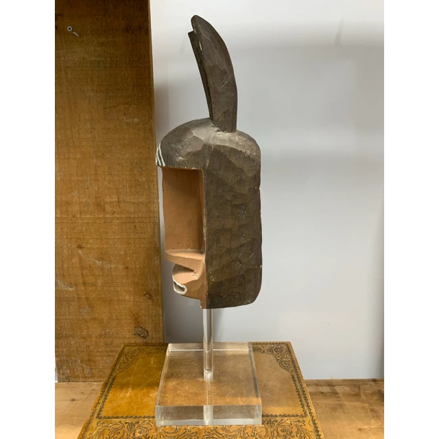 Tribal Vintage African Dogon Rabbit Mask From Mali on Acrylic Stand For Sale - Image 3 of 4