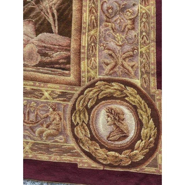Brown Vintage French Needlepoint Tapestry, 1950s For Sale - Image 8 of 18