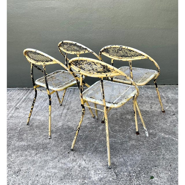 Mid 20th Century Vintage MCM Hoop Folding Wrought Iron Table and Chairs For Sale - Image 5 of 12