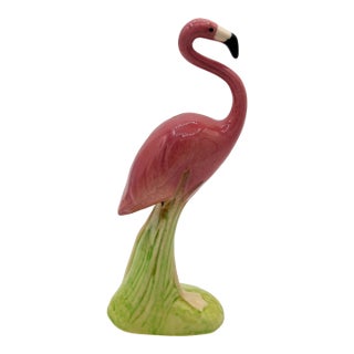 Mid-Century Ceramic Curious Watcher Pink Flamingo Tabletop Statue by Metlox For Sale