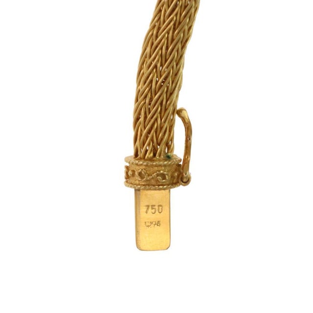 Late 20th Century Estate Diamond Ruby 18k Gold 2 Ram Head Pendant Weave Necklace 132g For Sale - Image 5 of 7