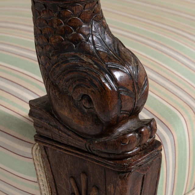 Wood Pair of 19th Century French Chestnut Brown Empire Upholstered Armchairs For Sale - Image 7 of 15