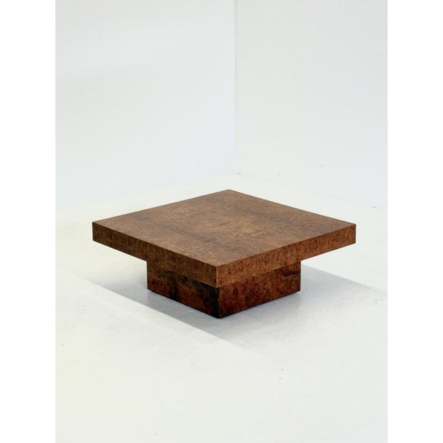 Square Coffee Table by Fratelli Turri with Burl Wood, 1970s, in Very Good conditions. Designed 1970 to 1979 This piece is...