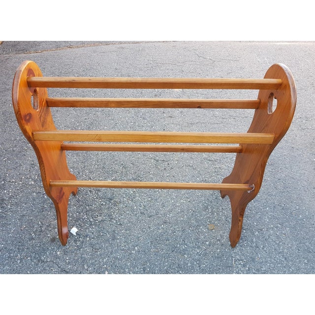 Wood Vintage Solid Pine Quilt or Blanket Rack For Sale - Image 7 of 10