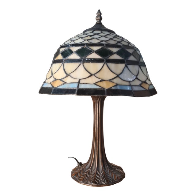 Vintage Table Lamp in Stained Glass, 1975 For Sale