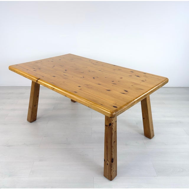 Brutalist Pine Dining Table by Wasa For Sale - Image 4 of 12