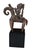 This vintage Dogon bronze equestrian figure on a black wooden stand is a mrammuo—a traditional gold weight—measuring 5.75"...