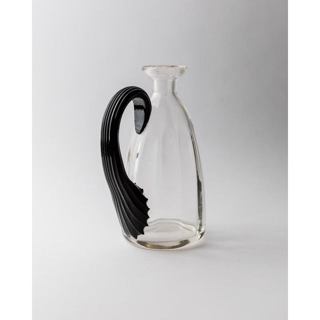 Vintage Italian Clear Murano Glass Vase or Pitcher with Curved Handle, 1930s For Sale - Image 11 of 11