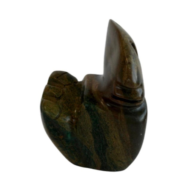 Contemporary Vintage Hand-Carved Green Stone Abstract Figural Sculpture For Sale - Image 3 of 9