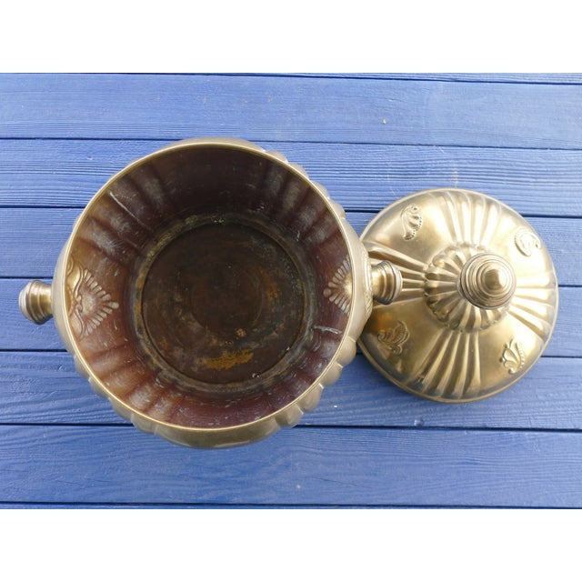 Mid 20th Century Vintage Large Brass Sculpted Lidded Pot For Sale - Image 5 of 12