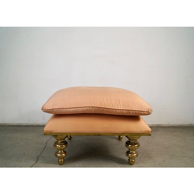 A. Rudin 1980’s Hollywood Regency Brass Ottoman / Stool For Sale - Image 4 of 12