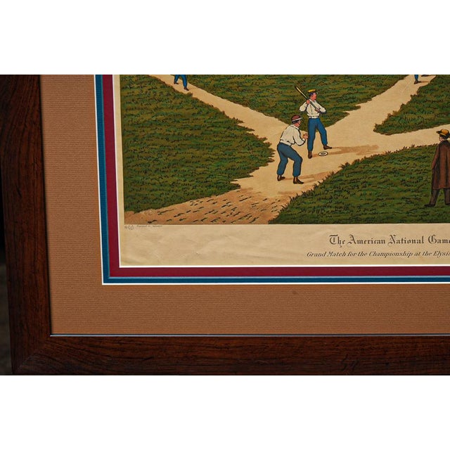 Vintage Sidney Z. Lucas "Grand Match at the Elysian Fields" Framed Baseball Print For Sale In Chicago - Image 6 of 11