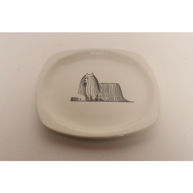 Mid-Century Modern Vintage Porcelain Square "Lhasa Apso" Plate by Al Hirschfeld for Paden City Pottery For Sale - Image 3 of 6