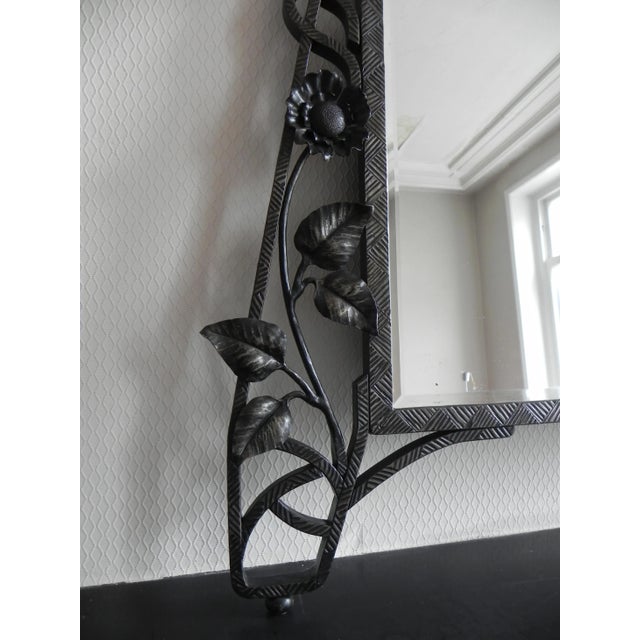 Metal Art Deco Mirror with Faceted Glass in a Steel Frame For Sale - Image 7 of 18