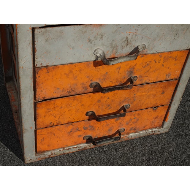 Gray Vintage Mid Century Modern Industrial Steel Table Top File Cabinet Four Drawers For Sale - Image 8 of 12