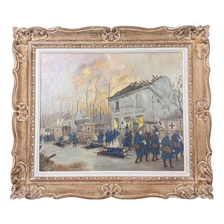After Georges Bertin Scott, The Automobile During the War, 1890s, Oil on Canvas For Sale