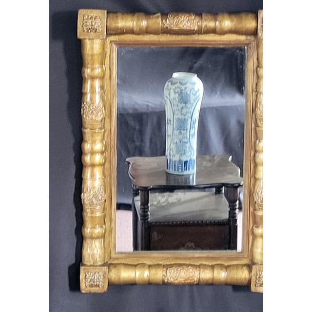 Late 19th Century Antique 19th Century American Federal Gilded Wall Mirror Gold Wood Small Mirror For Sale - Image 5 of 12
