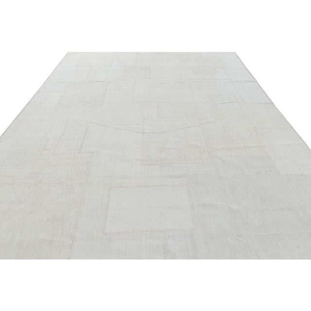 Contemporary Rug & Kilim’s Modern Patchwork Kilim in White With Muted Geometric Patterns For Sale - Image 3 of 7