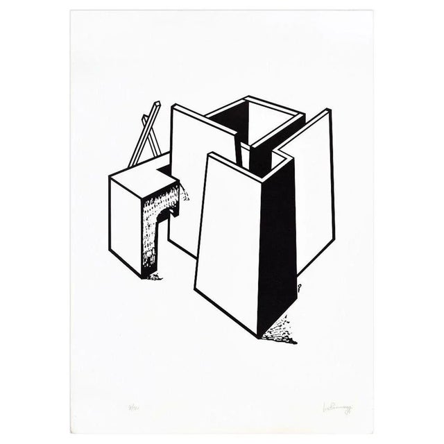 Architectural Construction is a special and rare lithograph made by the artist Ivo Pannaggi, realized in a circulation of...