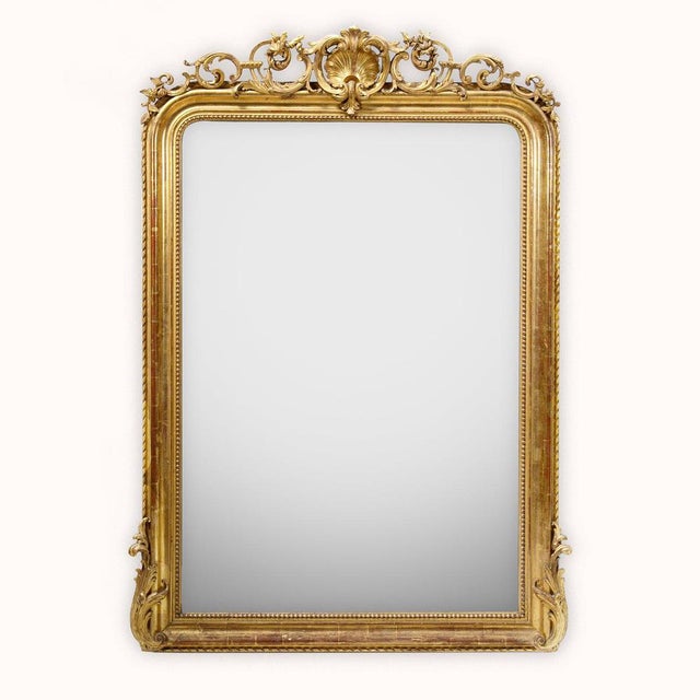 Large Louis Philippe Mirror with Shell Crest For Sale - Image 9 of 10