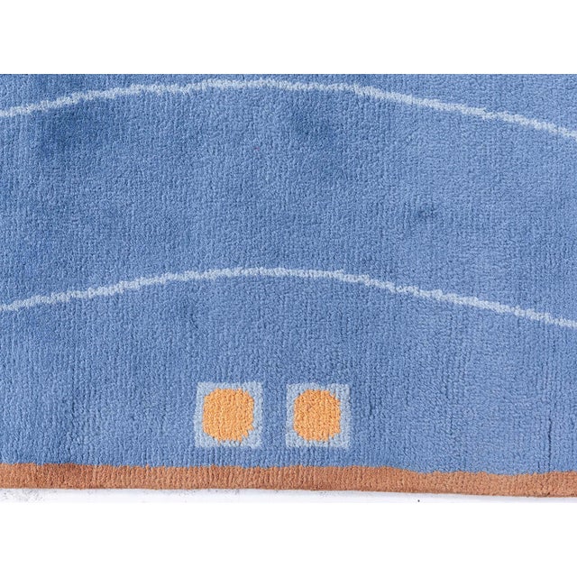 Viennese Inspired Blue Hand-Knotted Wool Rug by Doris Leslie Blau For Sale - Image 4 of 9