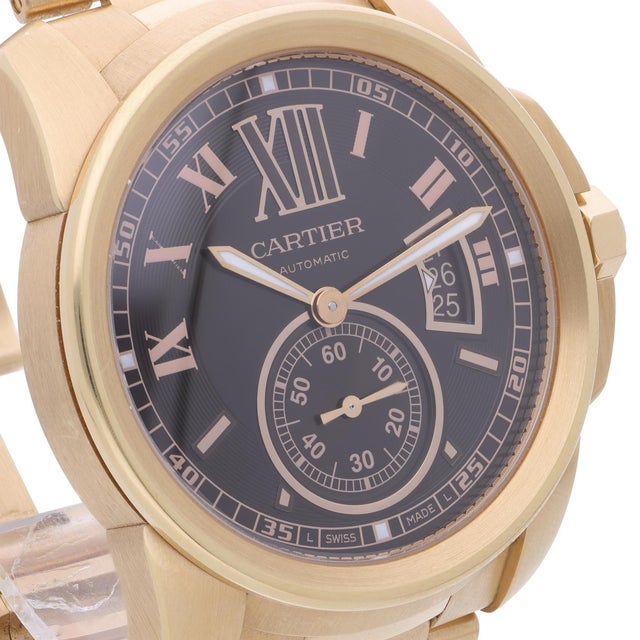 Cartier Cartier Calibre De Cartier W7100040 Chocolate Dial 18k Rose Gold Watch Full Set For Sale - Image 4 of 18