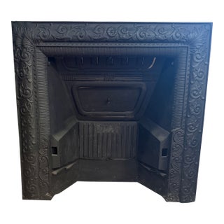 Antique Cast Iron Fireplace Insert / Summer Cover – Original Victorian Era Architectural Salvage For Sale